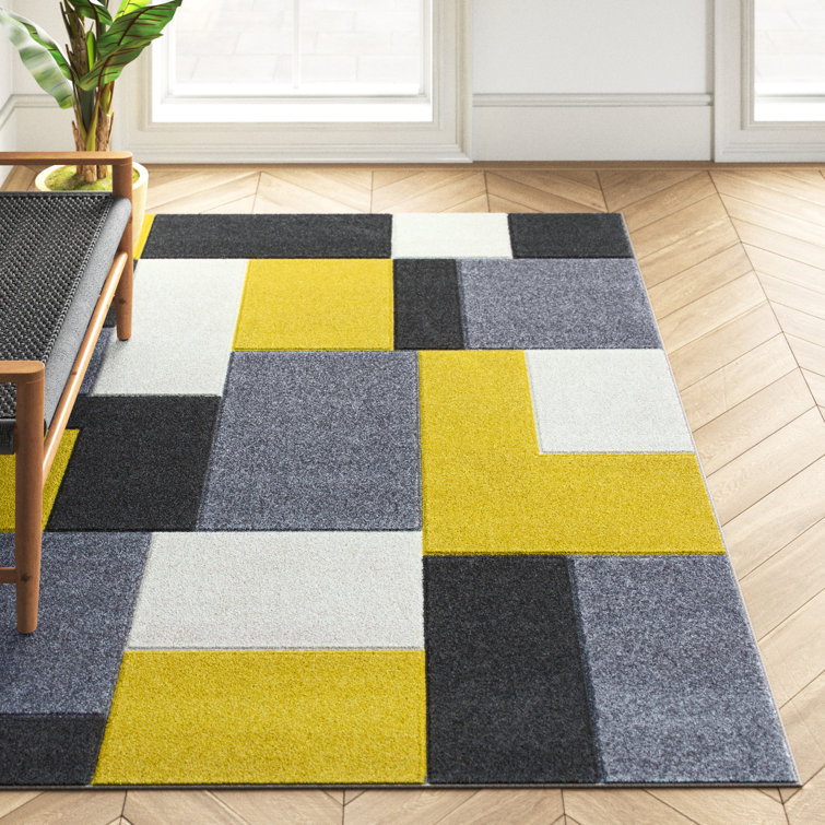 Wade Logan Jenner Flatweave Grey/Yellow/White Rug & Reviews Wayfair.co.uk
